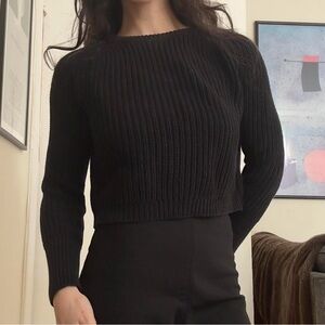 Black fisherman knit sweater